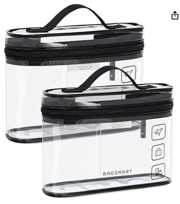 Tas Toilet, 2 Paket Clear Makeup Cosmetic Bag Organizer, Separuh Ukuran Travel Bag untuk Toilet, Bawa-on Travel Aksesoris Esensial