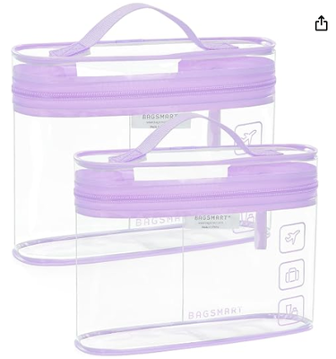 Tas Toilet, 2 Paket Clear Makeup Cosmetic Bag Organizer, Separuh Ukuran Travel Bag untuk Toilet, Bawa-on Travel Aksesoris Esensial