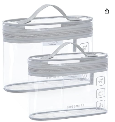 Tas Toilet, 2 Paket Clear Makeup Cosmetic Bag Organizer, Separuh Ukuran Travel Bag untuk Toilet, Bawa-on Travel Aksesoris Esensial