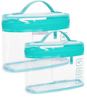 Tas Toilet, 2 Paket Clear Makeup Cosmetic Bag Organizer, Separuh Ukuran Travel Bag untuk Toilet, Bawa-on Travel Aksesoris Esensial