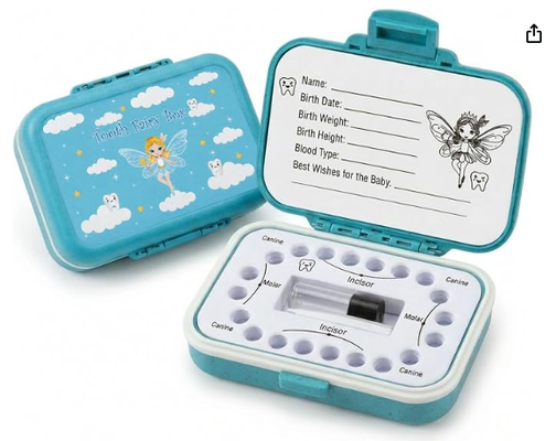 Koth Fairy Box & Baby Tooth Souvenir Case for Kids- Natural Wheat Straw & PP Material, Easy-Write EVA Liner