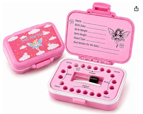Koth Fairy Box & Baby Tooth Souvenir Case for Kids- Natural Wheat Straw & PP Material, Easy-Write EVA Liner