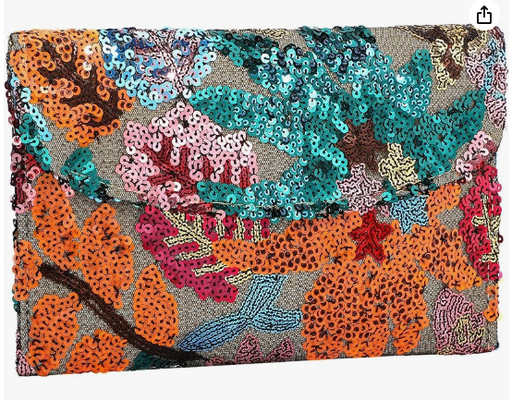 Perhiasan Sequin Tas Manik-manik Kupu-kupu Bunga Manik-manik Kupu-kupu Kupu-kupu Malam Bunga untuk Wanita