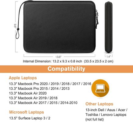 Air tahan EVA Laptop Sleeve 13 Inch Kasus pelindung dengan tahan lama 1680d Polyester permukaan untuk aman membawa