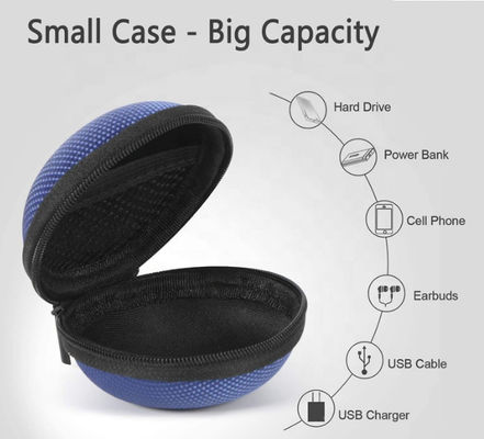 Bule Colors Zipper 75 Derajat EVA Hard Case Storage Earphone