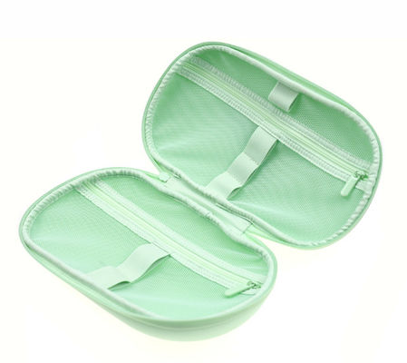 Tas Travel Organizer Perlengkapan Mandi EVA Hijau Mint 600D Mesh Kantong Di Dalam