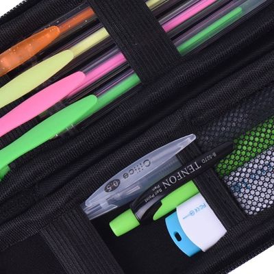 Kantong Pensil Kasus Keras EVA 3D Hitam 1800D Polyester PU Leather