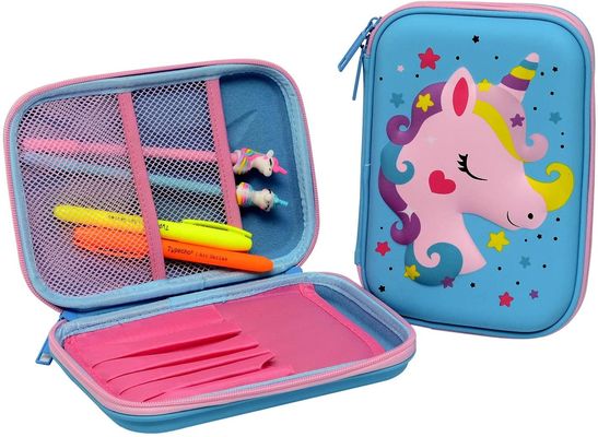 Tahan Air 3D Unicorn Kasus Pensil Warna Pantone Logo Embossing