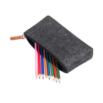 Portable tahan lama 3mm dirasakan EVA Pencil Case dalam nilon abu-abu gelap desain ringan sekali pakai cocok untuk kantor sekolah dan mahasiswa