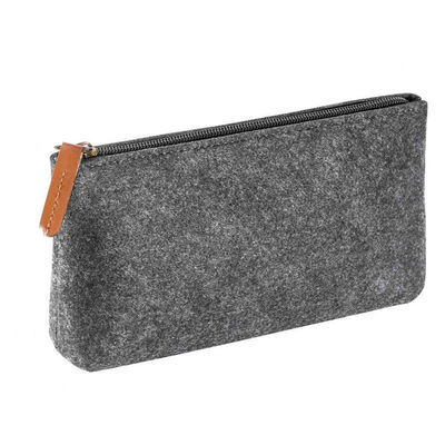 Portable tahan lama 3mm dirasakan EVA Pencil Case dalam nilon abu-abu gelap desain ringan sekali pakai cocok untuk kantor sekolah dan mahasiswa