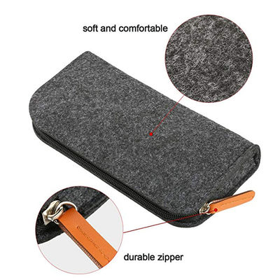 Portable tahan lama 3mm dirasakan EVA Pencil Case dalam nilon abu-abu gelap desain ringan sekali pakai cocok untuk kantor sekolah dan mahasiswa