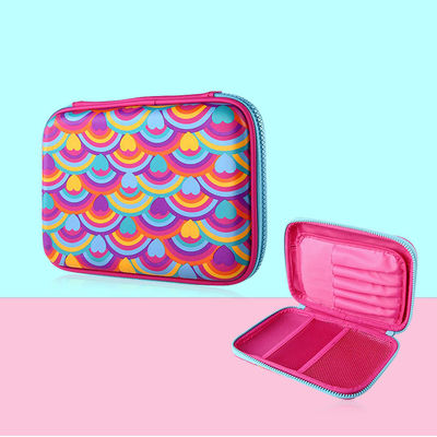 Custom EVA Pencil Case Portable Zipper Design Ringan tahan lama digunakan kembali Eco Friendly Kantong penyimpanan alat tulis untuk anak-anak dan siswa