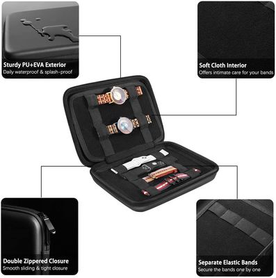 CE 1680D Polyester EVA Watch Carry Case, Logo Cetak Layar Sutra