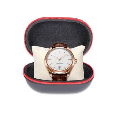 Pantone Color Leather EVA Ritsleting Watch Case Fabric Debossing Logo