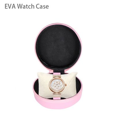 Pink Spandex PU Hard EVA Luxury Watch Travel Case Untuk Pria Wanita
