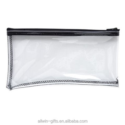 Clear PVC Waterproof Zipper Bank Deposit Bags tas pensil 10,5 X 5,5 Inch