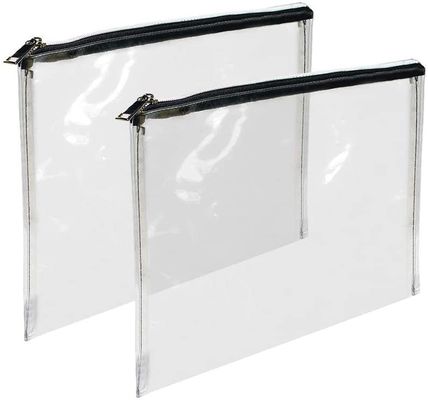 Tas Bank Ritsleting PVC Transparan Tahan Lama 12x87 Inci Pencetakan Logo Khusus dan Pilihan Desain