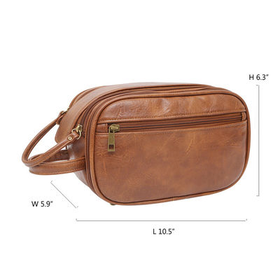 Jual Panas Pria Toilet Kits Waterproof PU Kulit Bahan Travel Zipper Tas