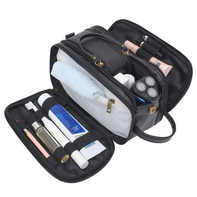 Jual Panas Pria Toilet Kits Waterproof PU Kulit Bahan Travel Zipper Tas