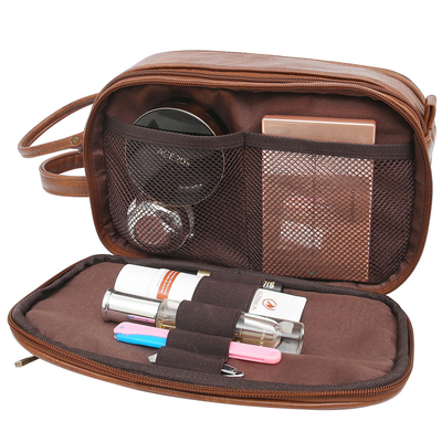 Kamar Mandi Pria PU Kulit Perlengkapan Mandi Tas Cuci Travel Shaving Dopp Kit Tahan Air