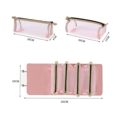 Four In One Mesh Lipat Makeup Wash Bag Travel Portable Makeup Brush Storage