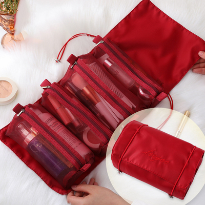 Four In One Mesh Lipat Makeup Wash Bag Travel Portable Makeup Brush Storage