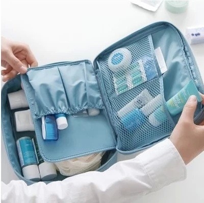 Wanita Pria Tas Cuci Perjalanan Ganda Penyimpanan Kosmetik Multifungsi Tahan Air