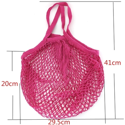 Tas Belanjaan Sayuran Buah Dapat Digunakan Kembali Tali Katun Mesh yang Dapat Dicuci Pegangan Pendek