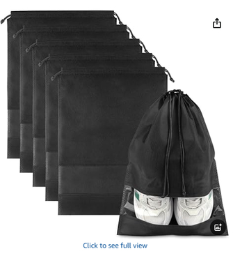 Kantong Sepatu Perjalanan Besar - 5 Pcs dengan Jendela Bening, Tali Serut Non-Woven, 12.6