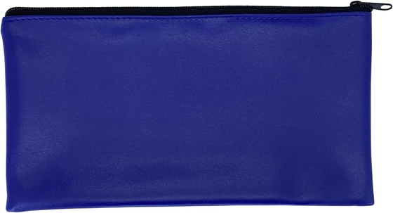 Kantong Resleting Deposito Keamanan Bank Biru, Eksterior seperti Kulit Berlapis Vinyl Tahan Air dengan Lapisan Interior Lembut. Untuk Penyimpanan Uang Tunai, Cek, Koin, dan Uang, serta lainnya. 11x6 inci