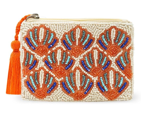 Dompet Koin Berhias Cangkang Laut Amerika & Luar Negeri || Dompet Cangkang Laut Buatan Tangan || Dompet Koin Ritsleting untuk Wanita || Kantong Mini Pesisir