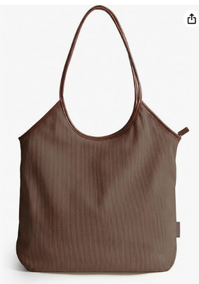 Tas Tote Corduroy untuk Wanita dengan Ritsleting Tas Bahu Ringan Tote Hobo Handbag dengan Genggam PU Kulit Tas Pantai untuk Wisata Belanja Kampus